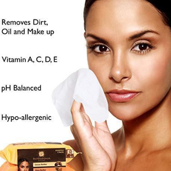 RICH RADIANCE 3pk Cocoa Butter Cleasing Wipes - Picture 3 of 6